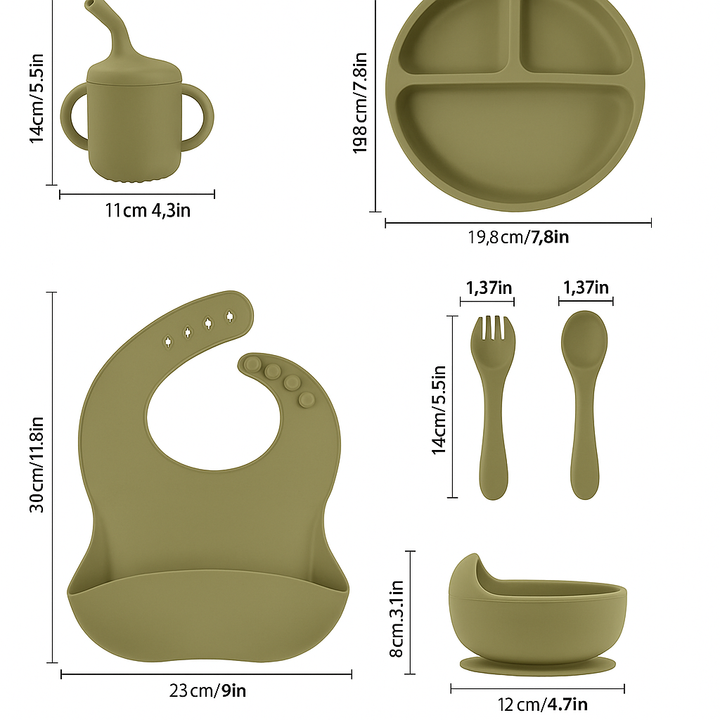 SUNSHINE BABY SILICONE TABLEWARE SET 6 PCS GREEN