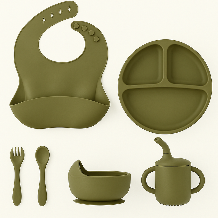 SUNSHINE BABY SILICONE TABLEWARE SET 6 PCS GREEN