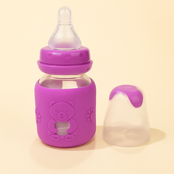 SUNSHINE BABY RIO BEAR GLASS FEEDER PURPLE (80ML)