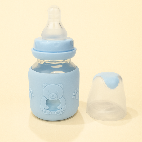 SUNSHINE BABY RIO BEAR GLASS FEEDER BLUE (80ML)