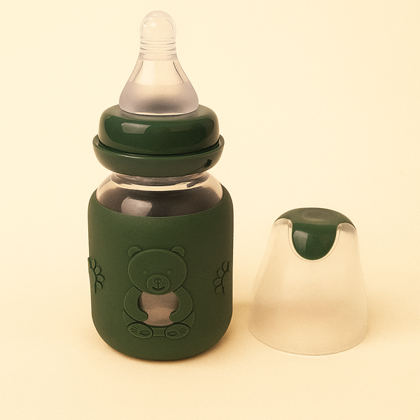 SUNSHINE BABY RIO BEAR GLASS FEEDER GREEN (80ML)