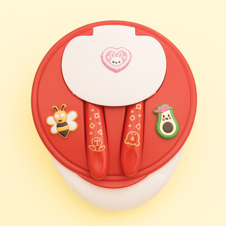 SUNSHINE BABY BOWL WITH SPOONS RED