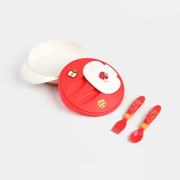 SUNSHINE BABY BOWL WITH SPOONS RED