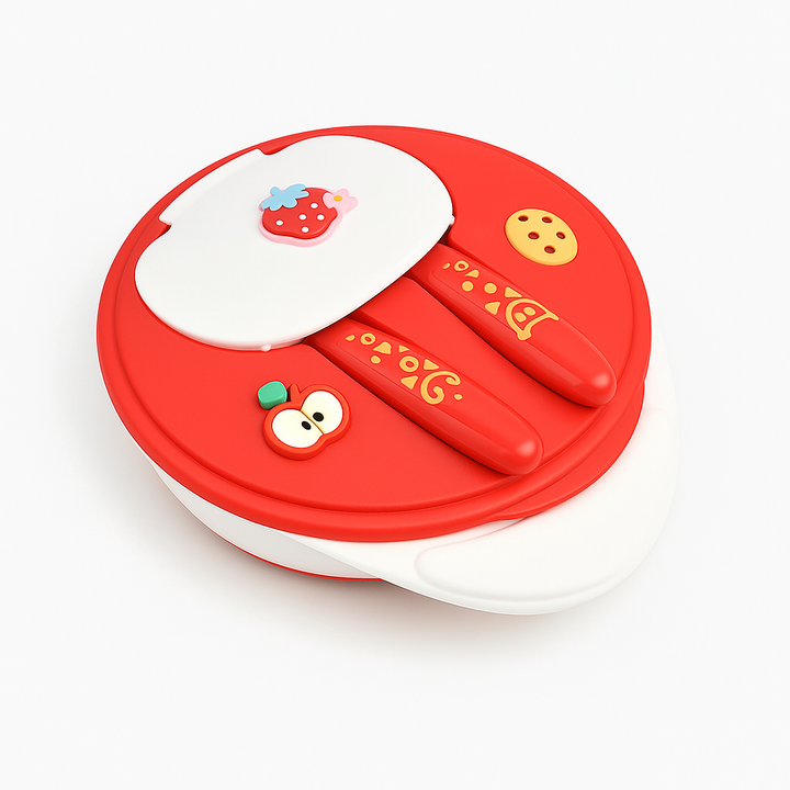 SUNSHINE BABY BOWL WITH SPOONS RED