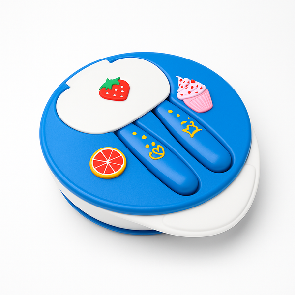 SUNSHINE BABY BOWL WITH SPOONS BLUE