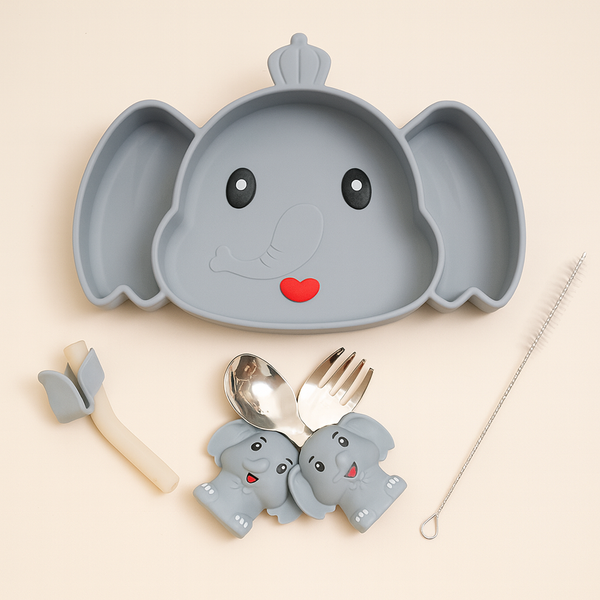 SUNSHINE BABY SILICONE FEEDING BOWL ELEPHANT GREY JH8021