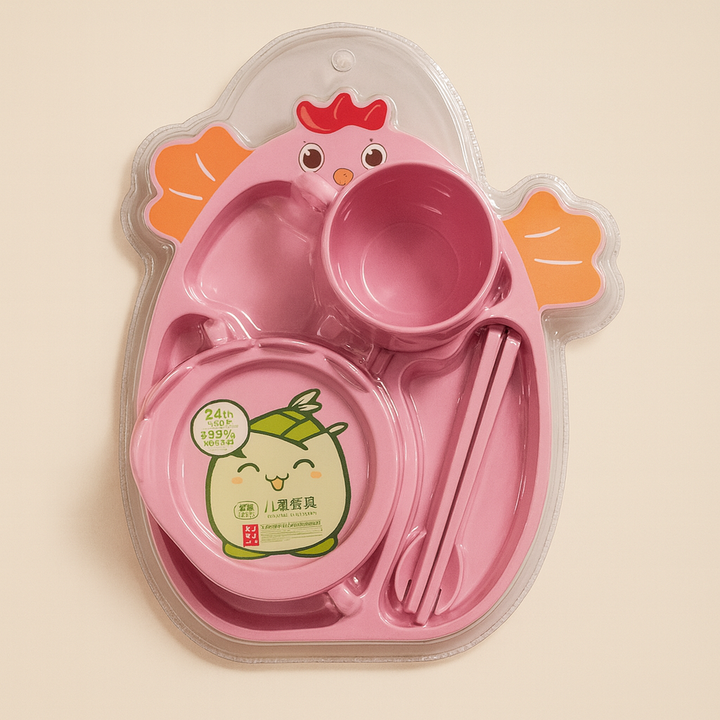 SUNSHINE BABY 5 PCS FEEDING TABLE SET COCKS PINK