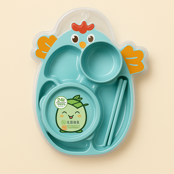 SUNSHINE BABY 5 PCS FEEDING TABLE SET COCKS BLUE