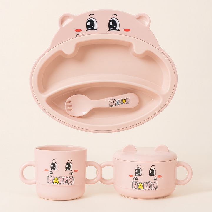 SUNSHINE BABY 5 PCS FEEDING TABLE SET HIPPO PINK