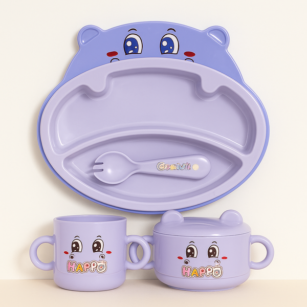 SUNSHINE BABY 5 PCS FEEDING TABLE SET HIPPO PURPLE