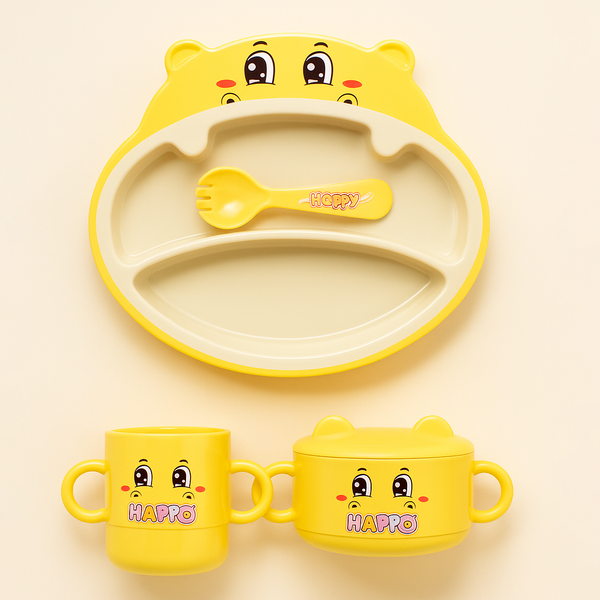 SUNSHINE BABY 5 PCS FEEDING TABLE SET HIPPO YELLOW