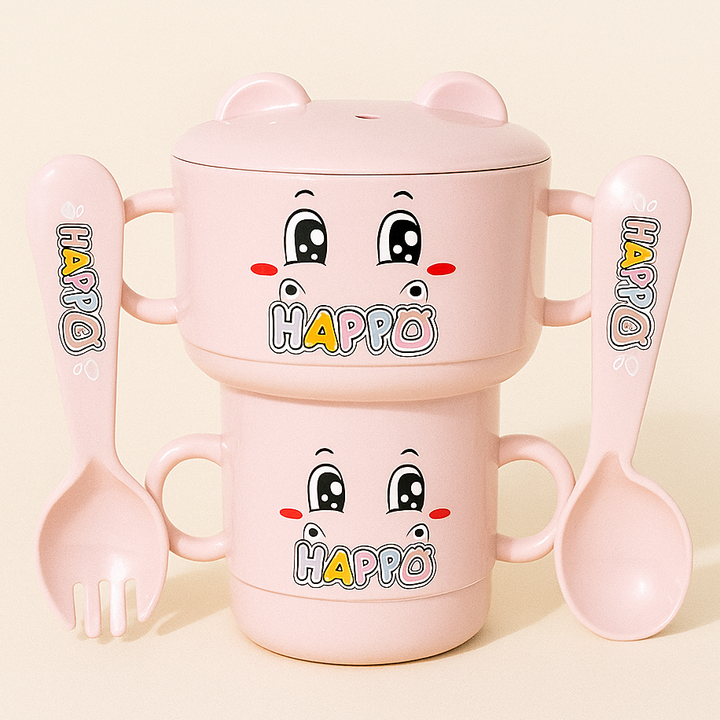 SUNSHINE BABY 4 PCS FEEDING TABLE SET HIPPO BABY PINK