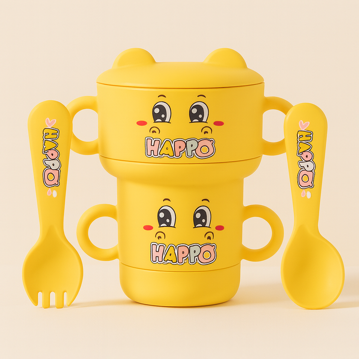 SUNSHINE BABY 4 PCS FEEDING TABLE SET HIPPO YELLOW