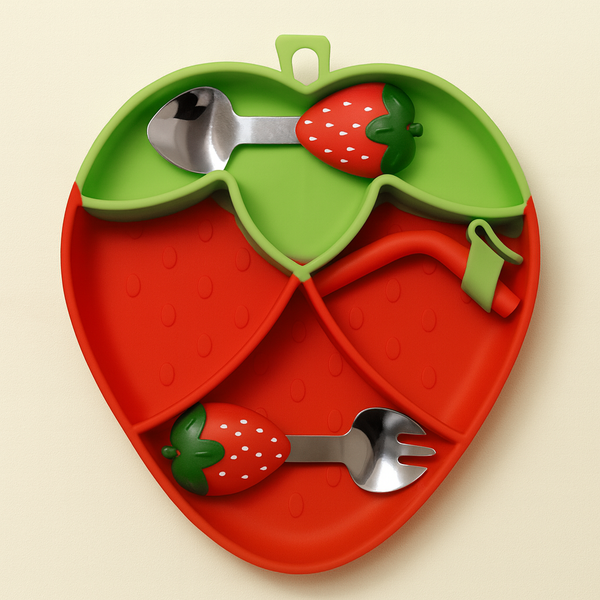 SUNSHINE BABY SILICONE FEEDING BOWL STRAWBERRY RED