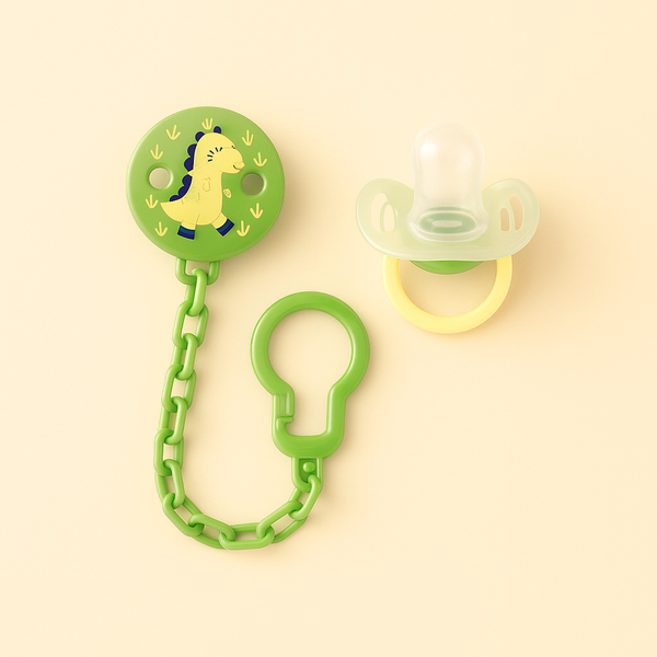 SUNSHINE BABY SILICON PACIFIER WITH CHAIN DINO GREEN MUMLOVE