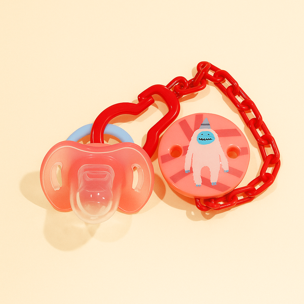 SUNSHINE BABY SILICON PACIFIER WITH CHAIN RED MONSTER MUMLOVE