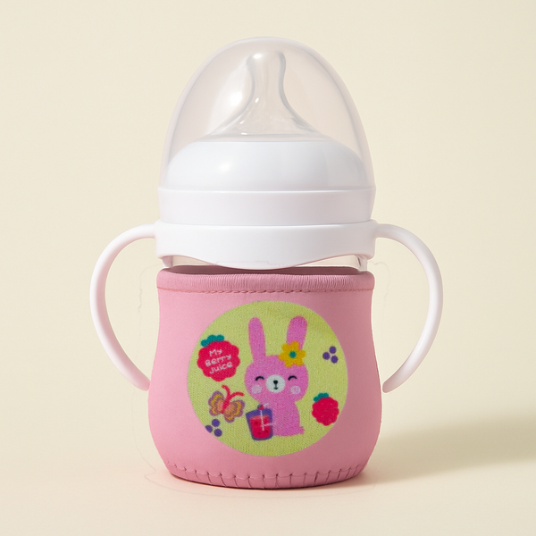 SUNSHINE BABY GLASS FEEDER WITH COVER BUNNY PINK 120ML(A-45)