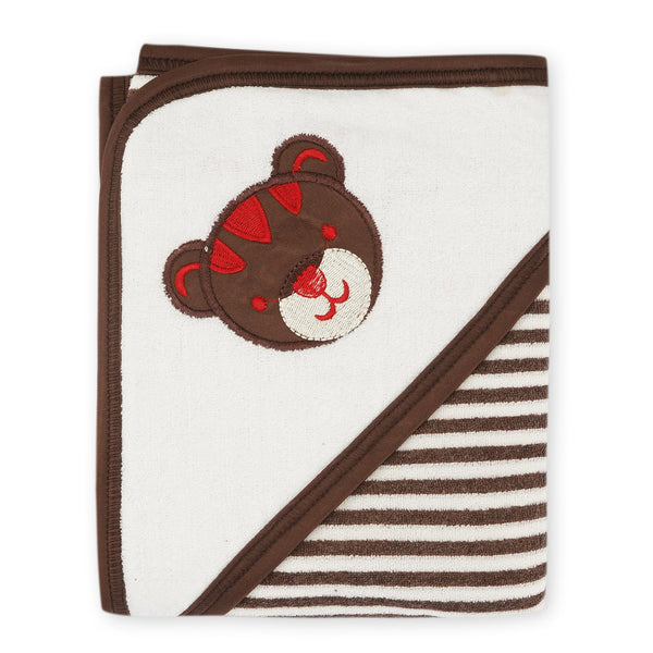Baby Hooded Towel Stripes Brown - Sunshine