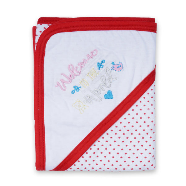 Baby Hooded Towel Polka Dots Red - Sunshine