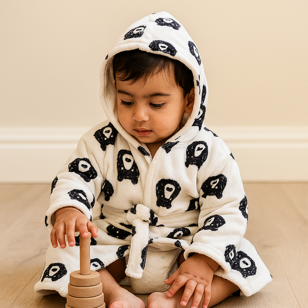Baby Bathrobe Printed Panda - Sunshine