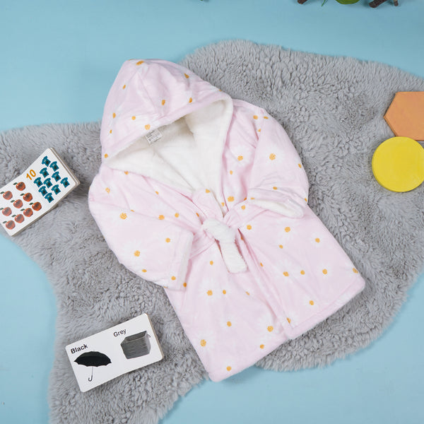 Baby Bathrobe Printed Flowers Pink (12-18 Months) - Sunshine