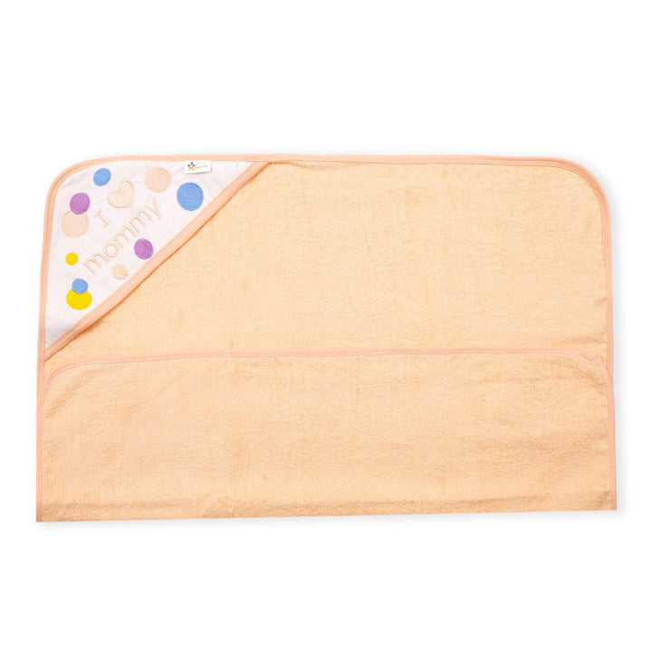 SUNSHINE BABY HOODED TOWEL I LOVE MOMMY PEACH