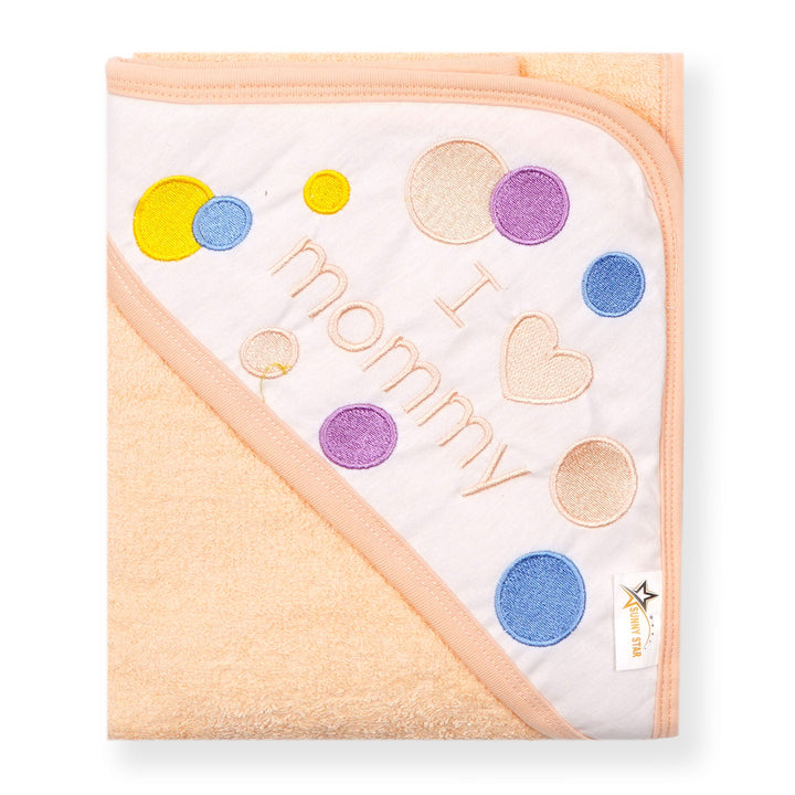 SUNSHINE BABY HOODED TOWEL I LOVE MOMMY PEACH