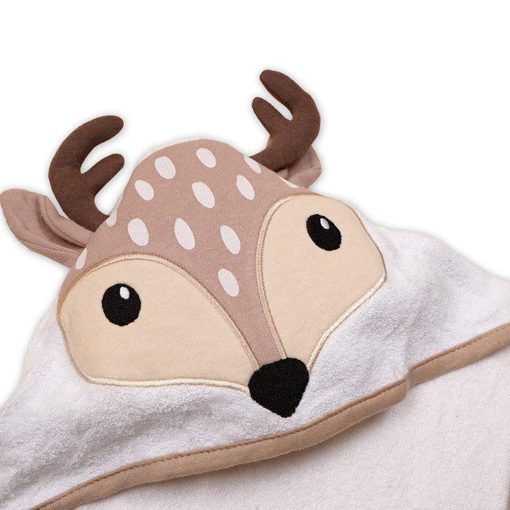 SUNSHINE  BABY HOODED TOWEL DEER WHITE AND BROWN