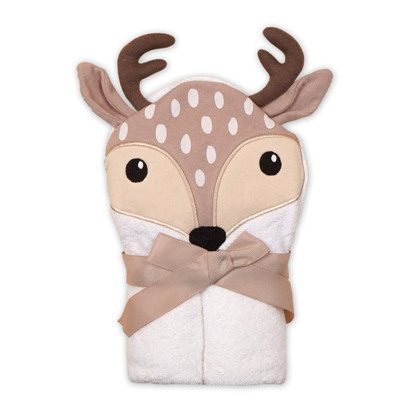 SUNSHINE  BABY HOODED TOWEL DEER WHITE AND BROWN