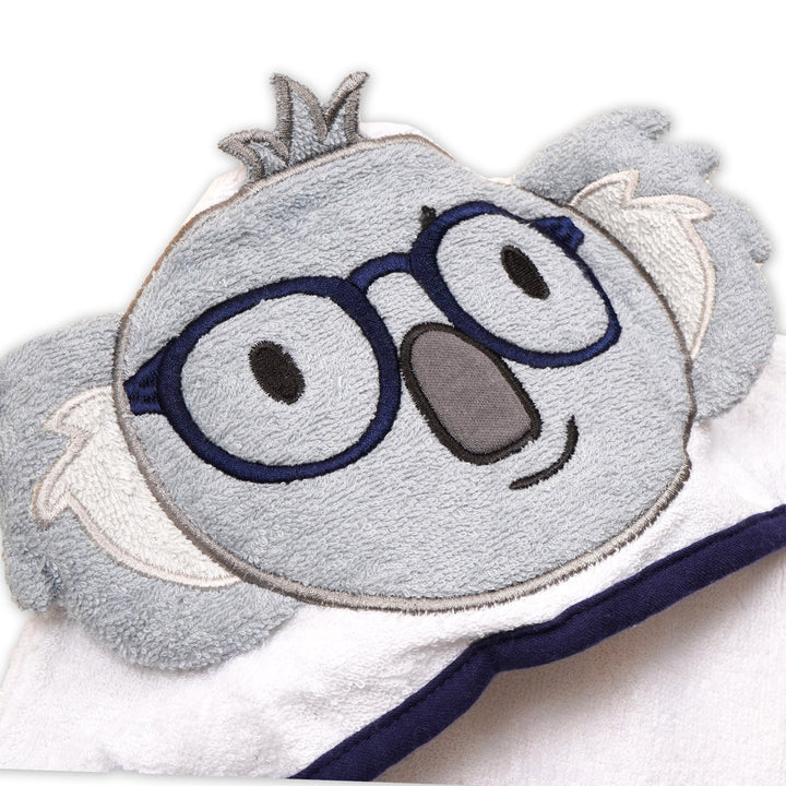 SUNSHINE  BABY HOODED TOWEL KOALA WHITE AND BLUE