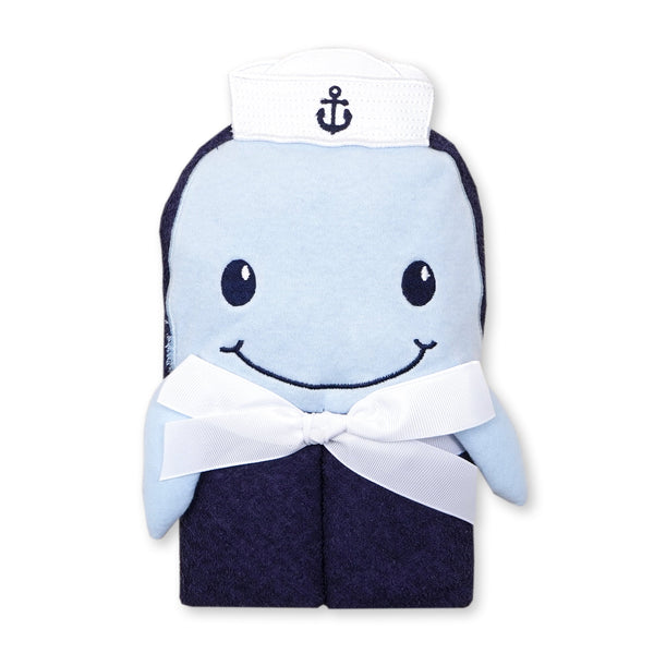 SUNSHINE  BABY HOODED TOWEL FISH NAVY BLUE