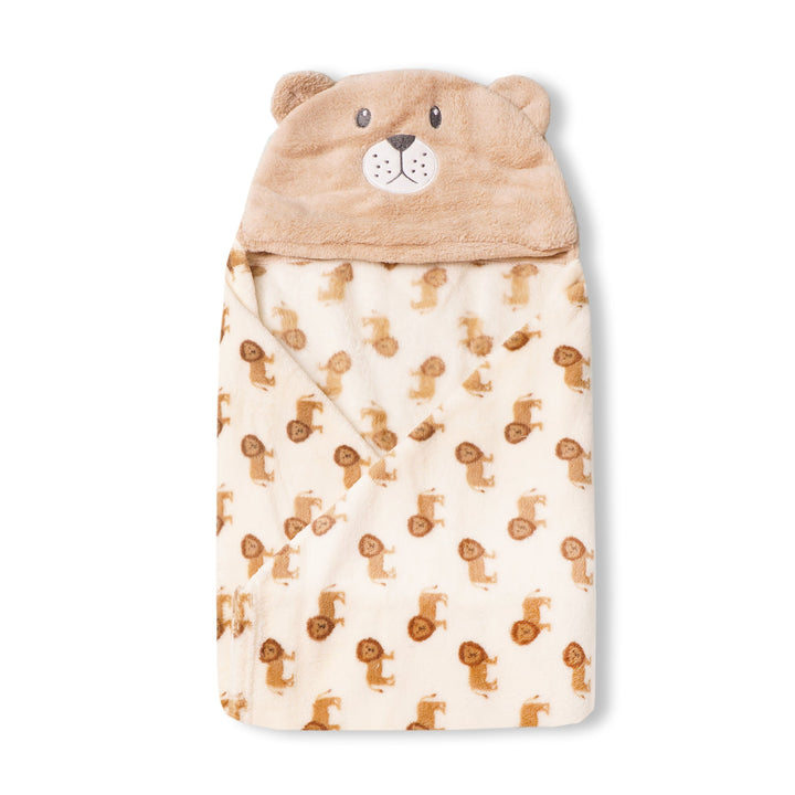 BABY HOODED BATH SHAWL BROWN BEAR- SUNSHINE