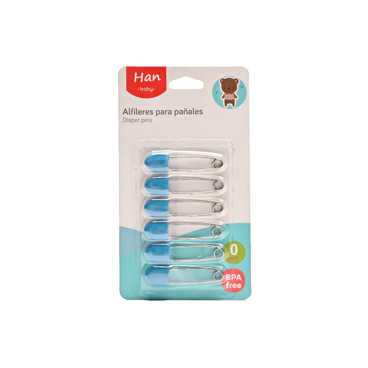 SUNSHINE BABY SAFETY PINS 6 PCS PLAIN BLUE