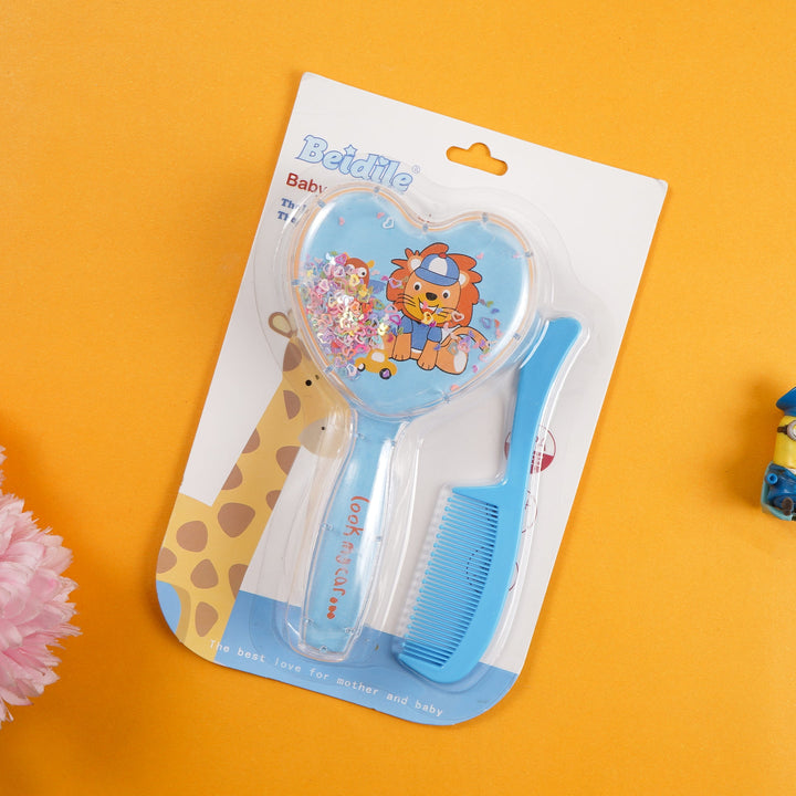 SUNSHINE GIRLS HAIR BRUSH & COMB HEART BLUE