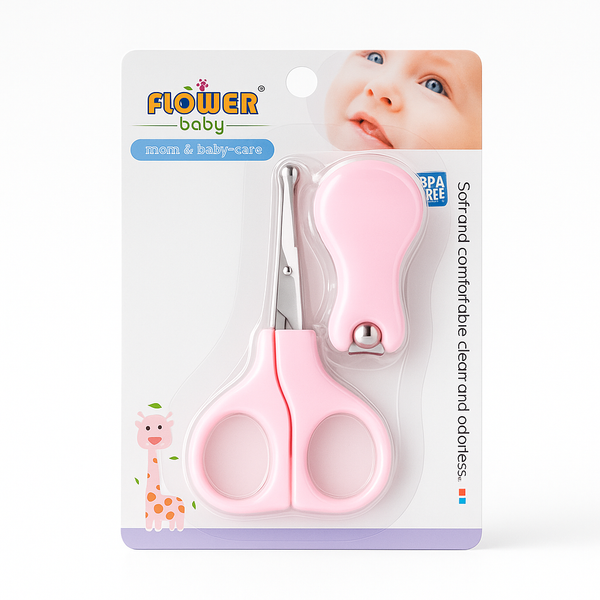 SUNSHINE BABY SCISSORS & NAIL CLIPPER SET PINK (FLOWER)