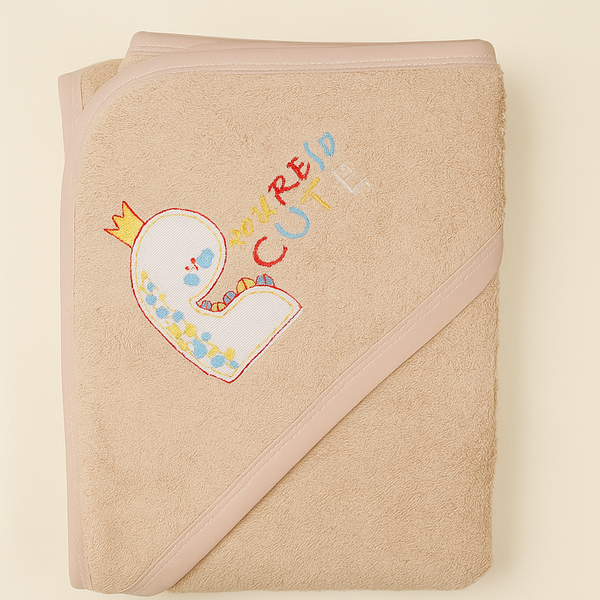 SUNSHINE BABY HOODED BATH TOWEL DINO BROWN