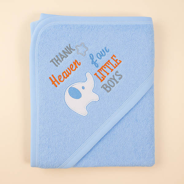 SUNSHINE BABY HOODED BATH TOWEL ELEPHANT BLUE