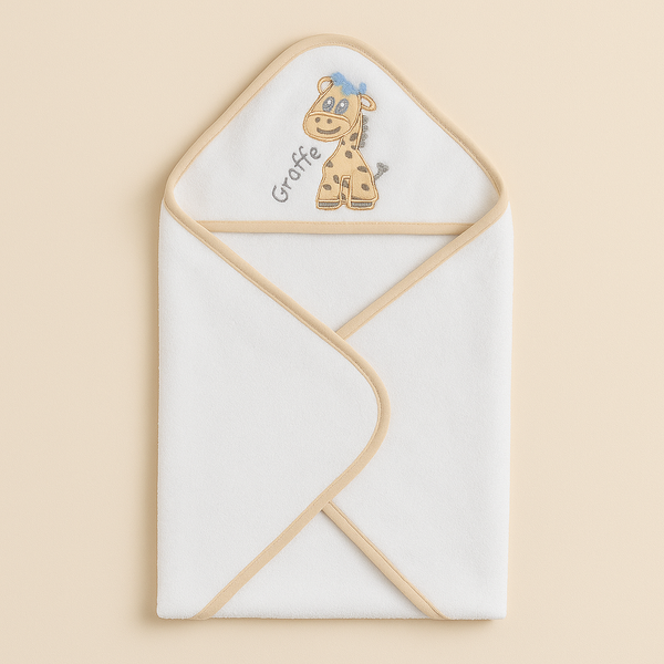 SUNSHINE BABY HOODED TOWEL GIRRAFE WHITE & BEIGE