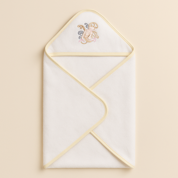 SUNSHINE BABY HOODED TOWEL DOLPHIN WHITE & BEIGE