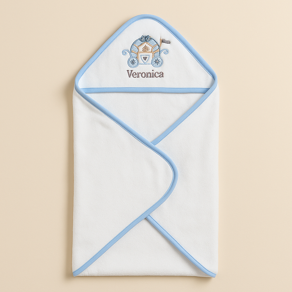 SUNSHINE BABY HOODED TOWEL BUGGY WHITE & BLUE