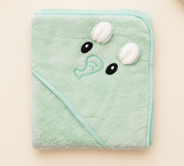 SUNSHINE BABY HOODED TOWEL ELEPHANT GREEN