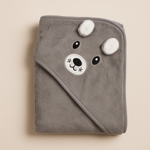 SUNSHINE BABY HOODED TOWEL SEAL GREY