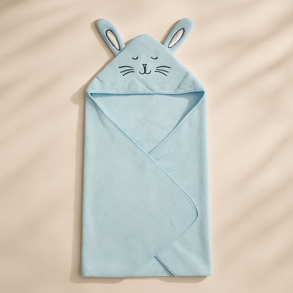 SUNSHINE KIDS HOODED BATH TOWEL BUNNY BLUE