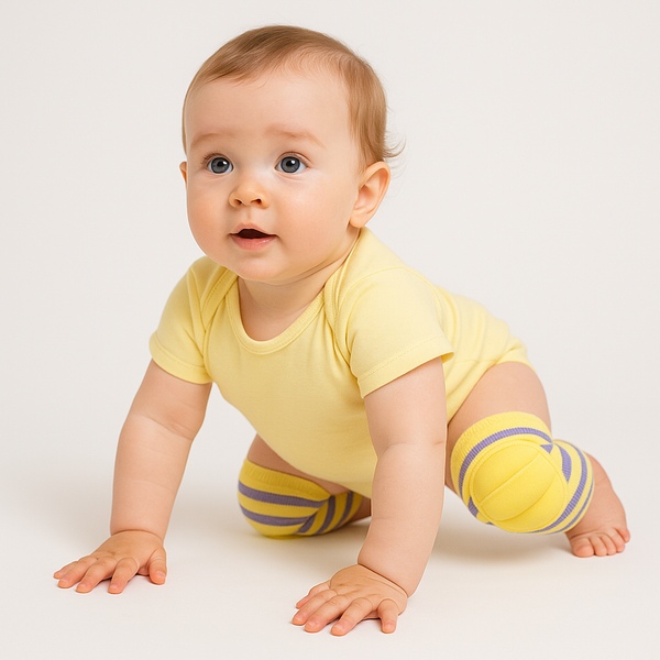 Baby Knee Pads Yellow & Purple Stripes - Sunshine