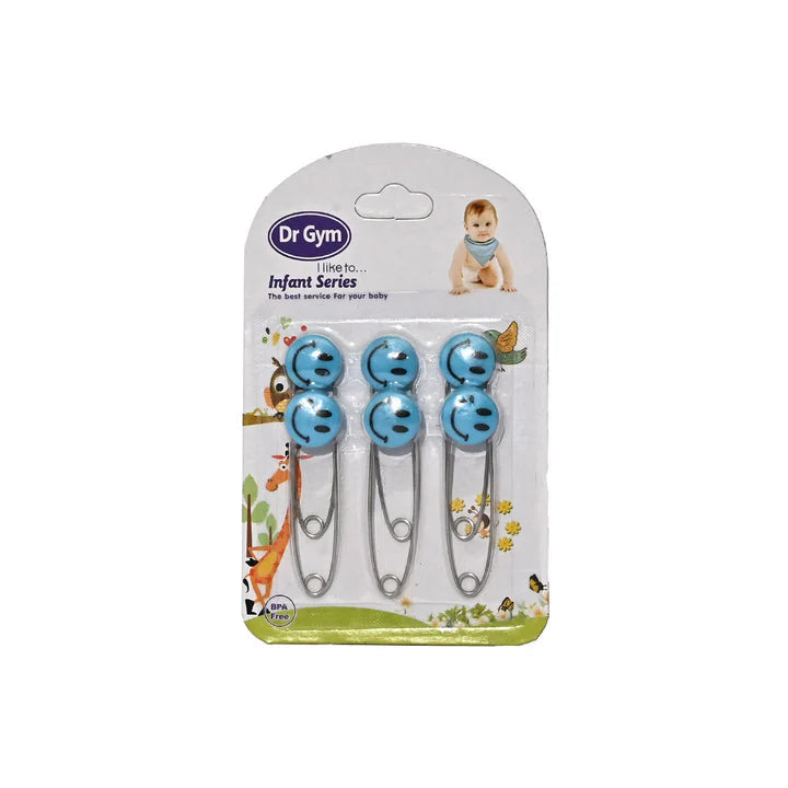 Baby Safety Pins 6 Pcs Smiley Blue - Sunshine – Baby Planet