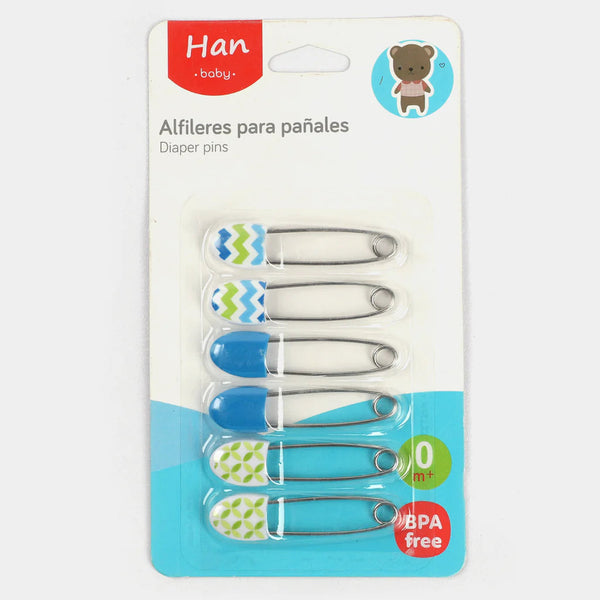 SUNSHINE BABY SAFETY PINS 6 PCS BLUE