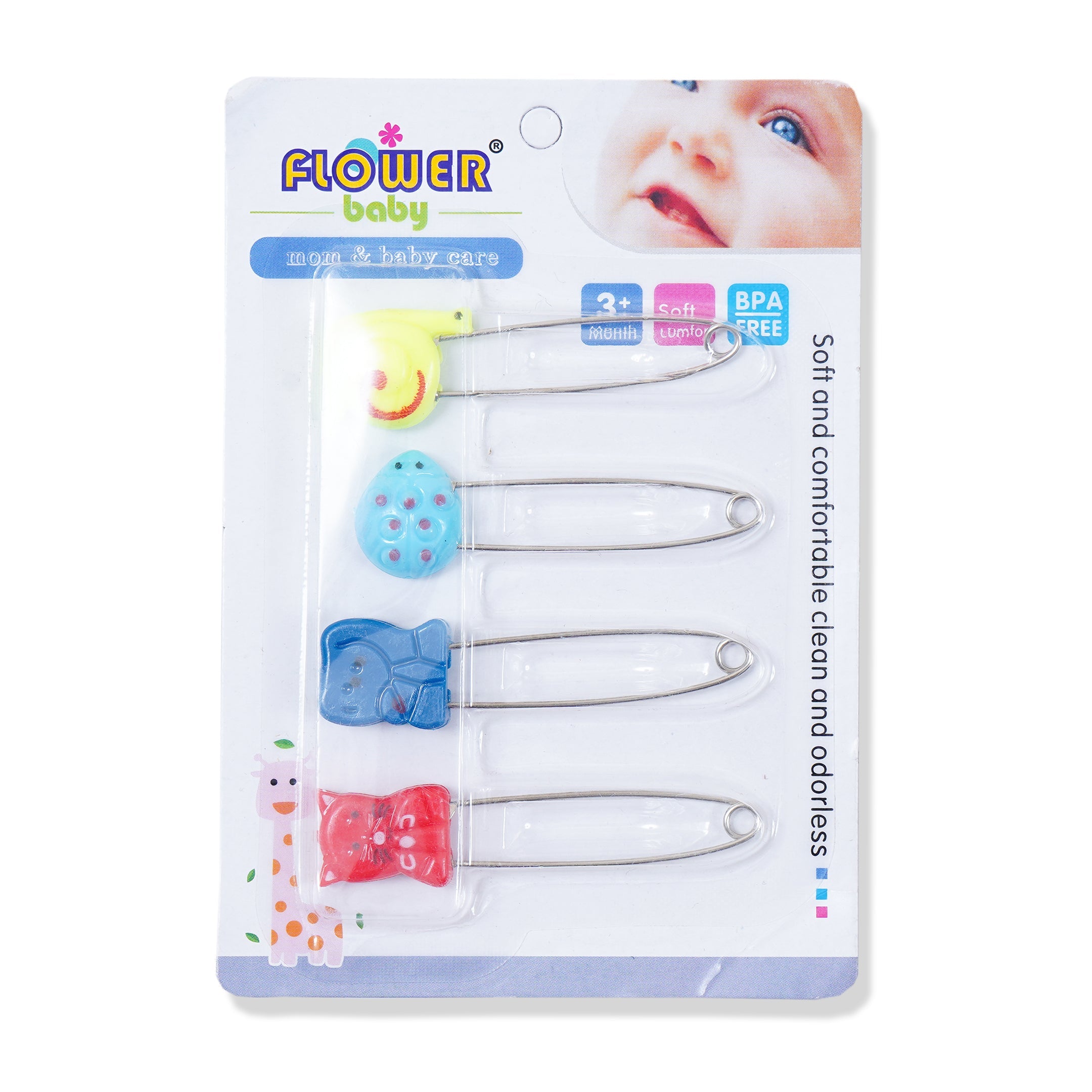 Baby Safety Pins 4 Pcs Animals Multicolor - Sunshine – Baby Planet