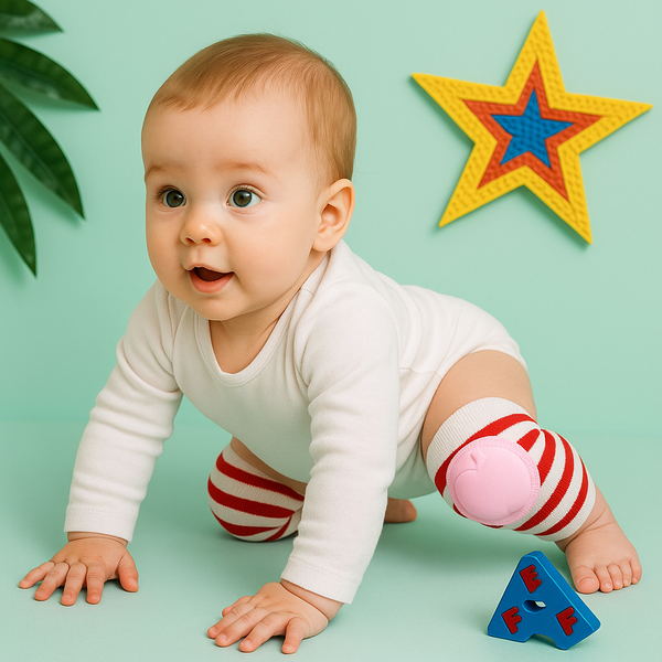 Baby Knee Pads Stripes Pink & Red - Sunshine