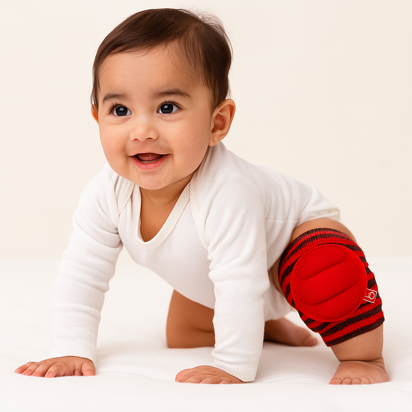 Baby Knee Pads Stripes Grey & Red - Sunshine