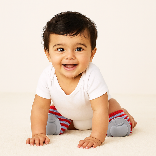 Baby Knee Pads Apple Stripes Blue & Red - Sunshine